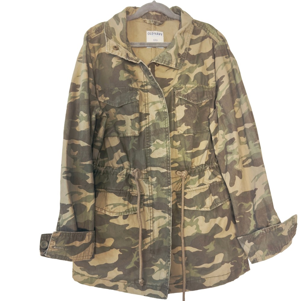 Old Navy Camo Utility Field Jacket Sz Small Military Grunge Gorpcore Y2K Cotton
